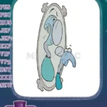 Funny blue abstract character looking in mirror embroidery designs - Instant Download