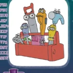 Handy talking tools in toolbox cartoon embroidery designs - Instant Download