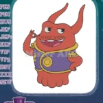 Confident Red Monster in Purple Vest Making Okay Sign Embroidery Designs - Instant Download