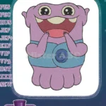 Home movie Oh purple alien smiling character embroidery designs - Instant Download