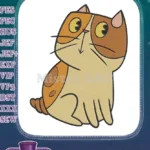 Cute cartoon orange and cream cat sitting embroidery designs - Instant Download