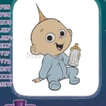 Cute Happy Baby Jack-Jack Holding Bottle Embroidery Designs - Instant Download
