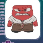 Angry Red Cartoon Character from Inside Out Embroidery Designs - Instant Download