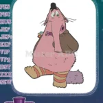 Bing Bong Elephant Character Embroidery Designs with Rainbow Flower and Hat - Instant Download