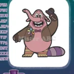 Cheerful Bing Bong elephant character with hat embroidery designs - Instant Download