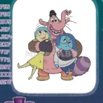 Cute Inside Out Bing Bong Joy Sadness hugging friends embroidery designs - Instant Download