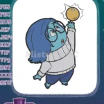 Sadness character from Inside Out reaching for sun embroidery designs - Instant Download