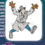 Inspector Gadget Surprised Falling Cartoon Character Embroidery Designs - Instant Download