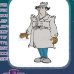 Funny Inspector Gadget animated character shaking motion embroidery designs - Instant Download