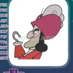 Captain Hook pirate cartoon embroidery designs with his iconic hook - Instant Download