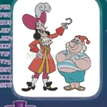 Famous Captain Hook and Smee animated pirate embroidery designs - Instant Download