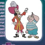 Classic Disney Captain Hook and Smee Pirate Villains embroidery designs - Instant Download