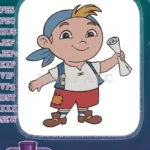 Cute Cartoon Pirate Boy with Treasure Map Embroidery Designs - Instant Download