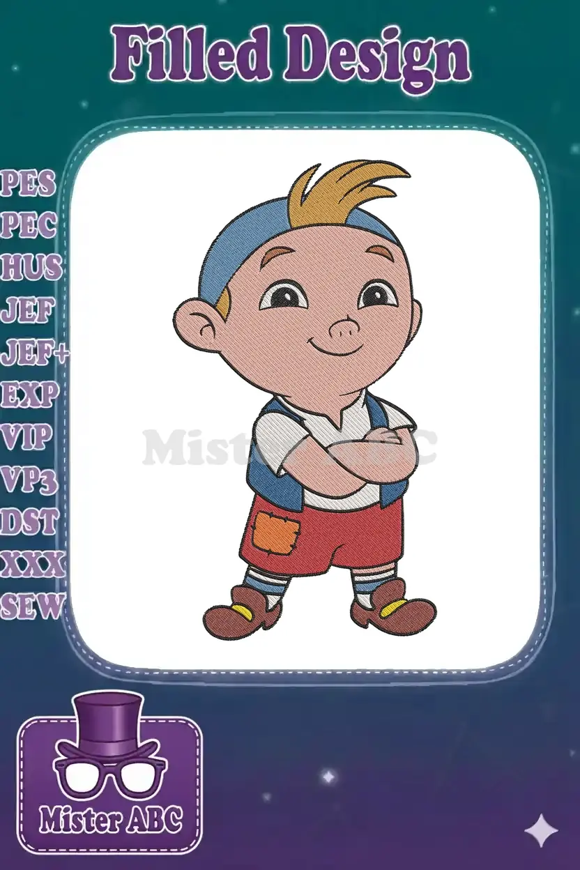 Close-up of a charming Lampwick embroidery design, featuring vibrant colors and detailed satin and fill stitches.