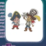 Cute pirate boys with flowers embroidery designs for kids - Instant Download
