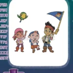 Jake Izzy Cubby Skully Never Land Pirates adventure embroidery designs - Instant Download