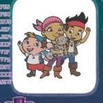 Jake Izzy Cubby pirate crew with cat embroidery designs - Instant Download