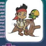 Jake and Skully Pirate Ship Wheel Cartoon Embroidery Designs - Instant Download