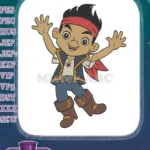 Jake Never Land Pirate Boy Cheerful Pose embroidery designs - Instant Download