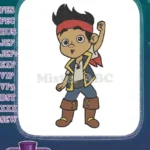Happy Jake Never Land Pirate boy embroidery designs for children - Instant Download