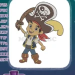 Jake the Pirate Boy with Sword and Hat Embroidery Designs - Instant Download