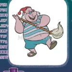 Jolly Summer Santa Dancing with Broom Embroidery Designs - Instant Download