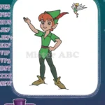 Peter Pan and Tinker Bell Flying Cartoon Character Embroidery Designs - Instant Download