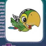 Happy Cartoon Pirate Parrot with Bandana Embroidery Designs - Instant Download