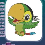 Cute pirate parrot character embroidery designs for kids - Instant Download