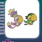 Adorable cartoon tropical birds machine embroidery designs - Instant Download