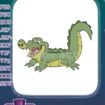 Cheerful cartoon green alligator with an open mouth embroidery designs - Instant Download