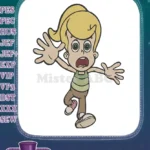 Funny Scared Blonde Girl Cartoon Character Embroidery Designs - Instant Download