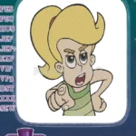 Stern Blonde Girl Pointing Finger Cartoon Character Embroidery Designs - Instant Download