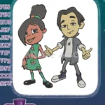 Playful cartoon boy and girl embroidery designs for kids - Instant Download