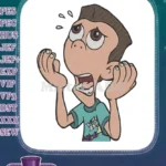 Humorous anxious boy with hands raised sweat drops embroidery designs - Instant Download