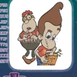 Jimmy Neutron and Carl Wheezer snacking fun embroidery designs - Instant Download