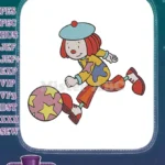 Playful cartoon jester running with star ball embroidery designs - Instant Download