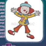 Happy red-haired clown character blue hat colorful shirt embroidery designs - Instant Download