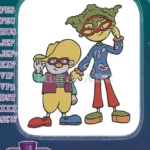 Whimsical cartoon boy and girl with glasses embroidery designs - Instant Download