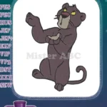 Jungle Book Bagheera Black Panther Cartoon Character Embroidery Designs - Instant Download