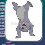Funny purple koala upside down screaming cartoon embroidery designs - Instant Download
