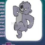 Happy Purple Cartoon Bear Dancing Pose Embroidery Designs - Instant Download