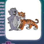 Friendly Purple Bear and Orange Tiger Cub Jungle Embroidery Designs - Instant Download