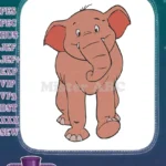 Cute Pink Baby Elephant Smiling Face Embroidery Designs - Instant Download