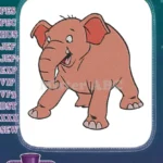 Cute Happy Pink Cartoon Baby Elephant Embroidery Designs - Instant Download