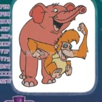 Happy Jungle Elephant and Monkey Friends Embroidery Designs - Instant Download