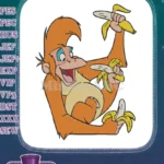 Happy Cartoon Monkey Eating Bananas Embroidery Designs - Instant Download