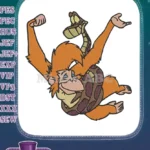 Playful King Louie orangutan with Kaa snake Jungle Book embroidery designs - Instant Download