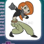 Kim Possible cartoon character dynamic action pose embroidery designs - Instant Download