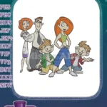 Kim Possible family and Ron Stoppable cartoon embroidery designs - Instant Download